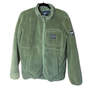 Reebok Women's Green Fleece Full Zip Jacket Size L Warm Casual
